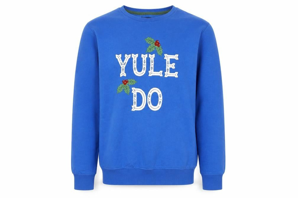 M&Co Men's Blue Christmas Graphic Pullover Sweatshirt Size M