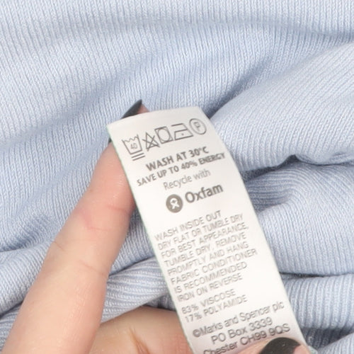 Marks and Spencer Women's Blue V-Neck Henley Jumper Size 10