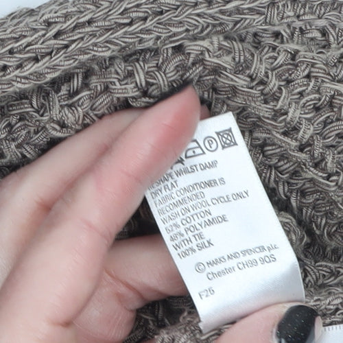 Marks and Spencer Women Mocha Mix Cardigan UK 12 Cotton Knit Tie Detail