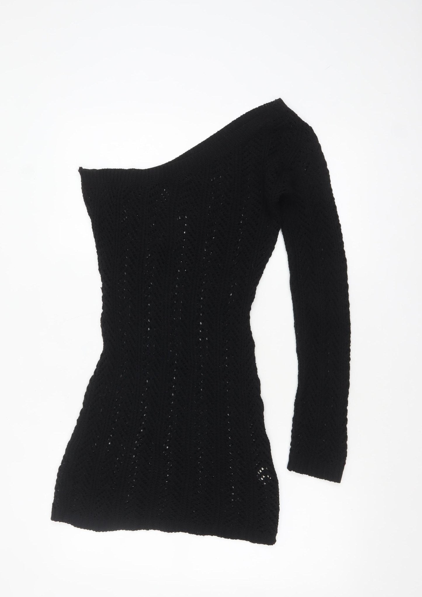 I Saw It First Women's Black One Shoulder Bodycon Knit Dress Size 6