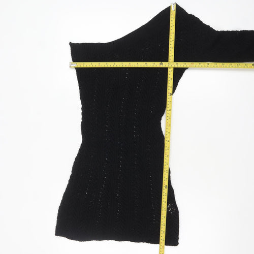 I Saw It First Women's Black One Shoulder Bodycon Knit Dress Size 6