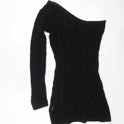 I Saw It First Women's Black One Shoulder Bodycon Knit Dress Size 6