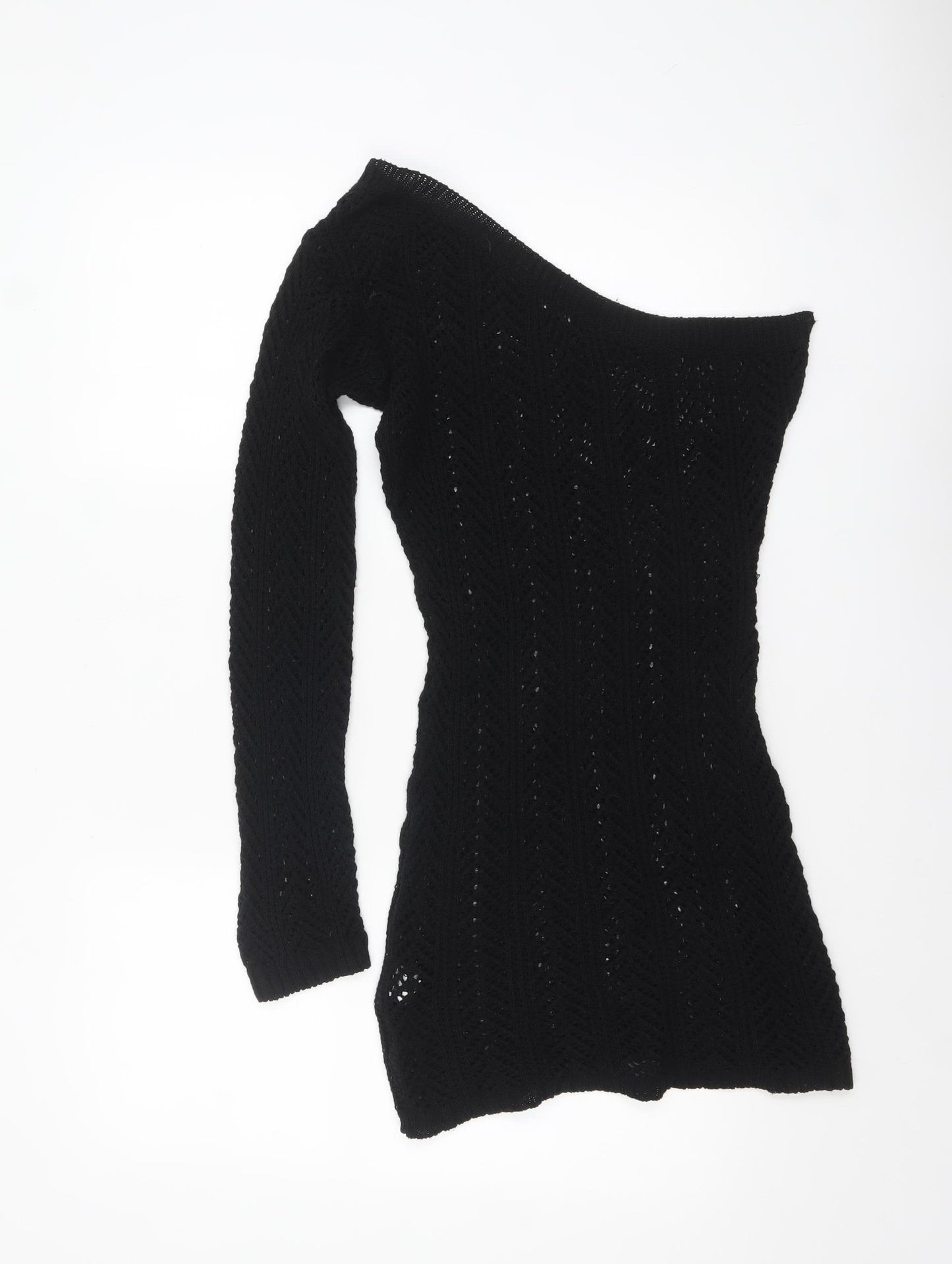 I Saw It First Women's Black One Shoulder Bodycon Knit Dress Size 6