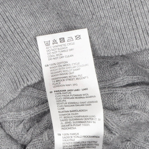 Racing Green Men’s Grey Cable-Knit Cotton Crew Neck Jumper M