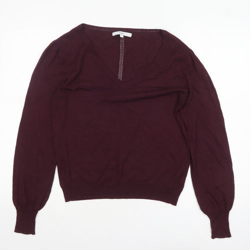 Next Women Purple V-Neck Long Sleeve Knit Jumper Size 12