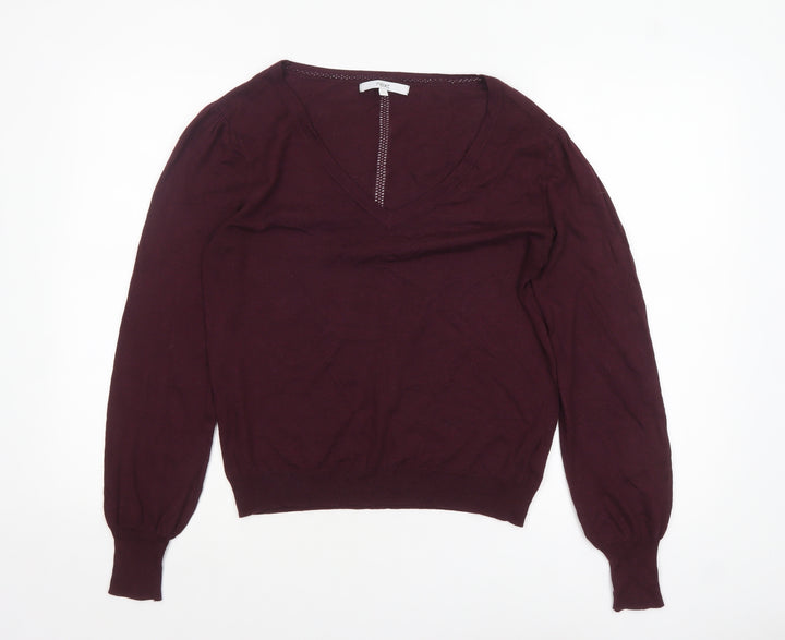 Next Women Purple V-Neck Long Sleeve Knit Jumper Size 12