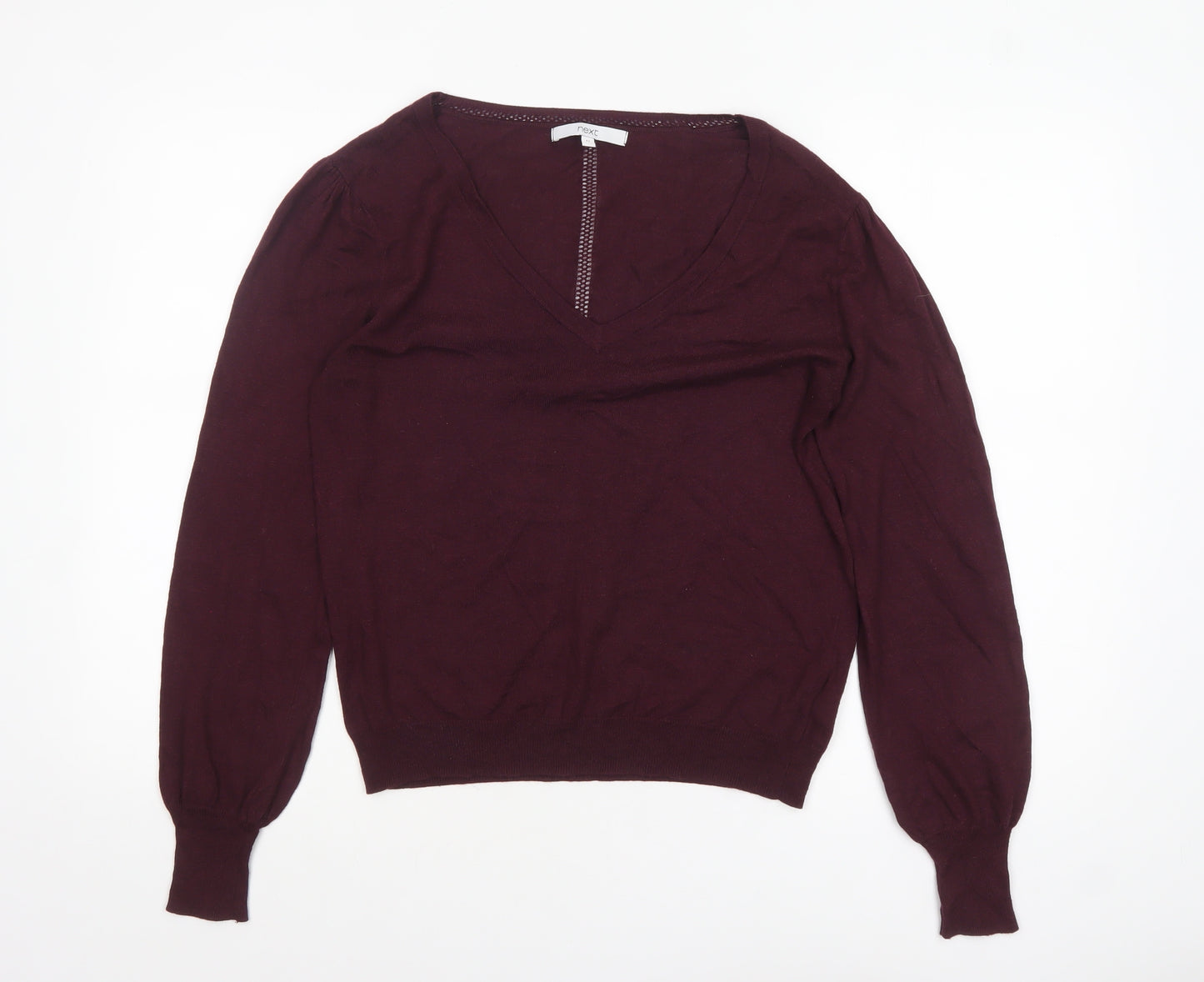 Next Women Purple V-Neck Long Sleeve Knit Jumper Size 12