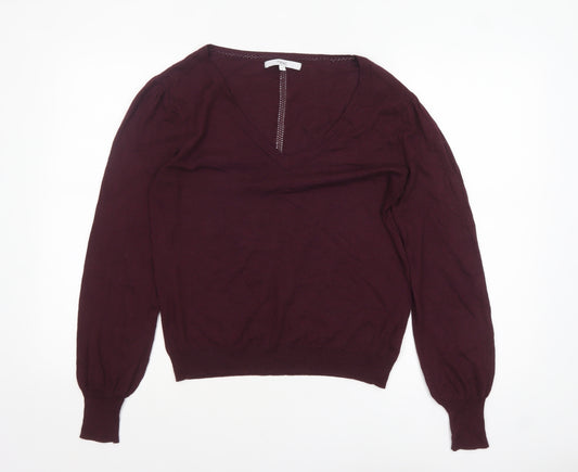 Next Women Purple V-Neck Long Sleeve Knit Jumper Size 12