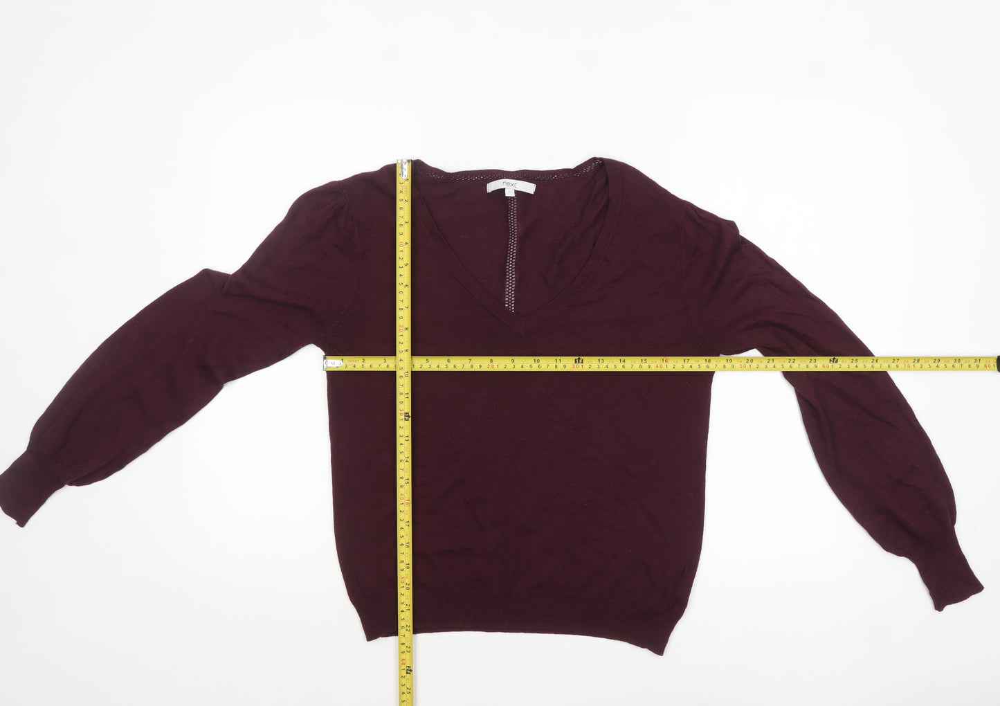 Next Women Purple V-Neck Long Sleeve Knit Jumper Size 12