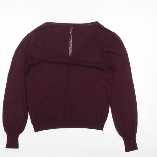 Next Women Purple V-Neck Long Sleeve Knit Jumper Size 12