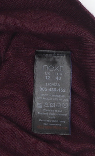 Next Women Purple V-Neck Long Sleeve Knit Jumper Size 12
