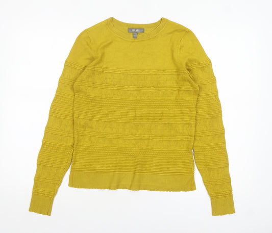 Oasis Women's Yellow Crew Neck Long Sleeve Pullover Jumper Size S