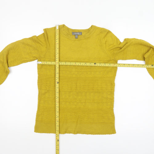 Oasis Women's Yellow Crew Neck Long Sleeve Pullover Jumper Size S