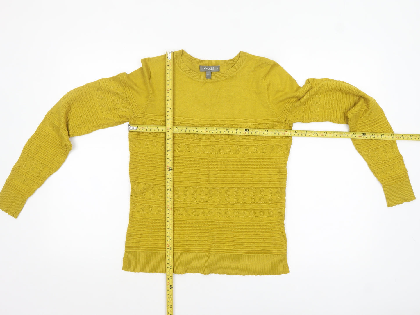 Oasis Women's Yellow Crew Neck Long Sleeve Pullover Jumper Size S