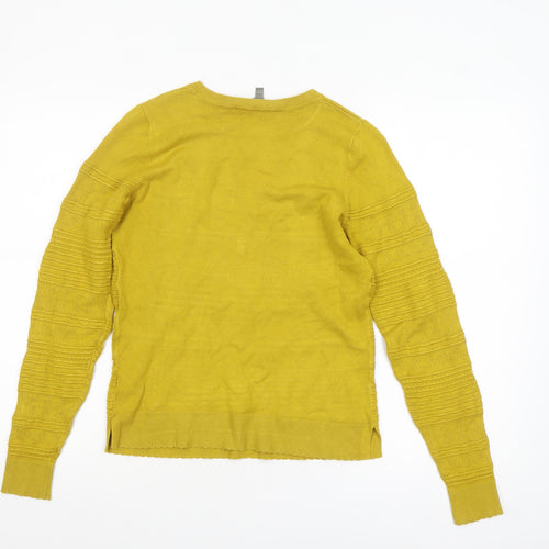 Oasis Women's Yellow Crew Neck Long Sleeve Pullover Jumper Size S