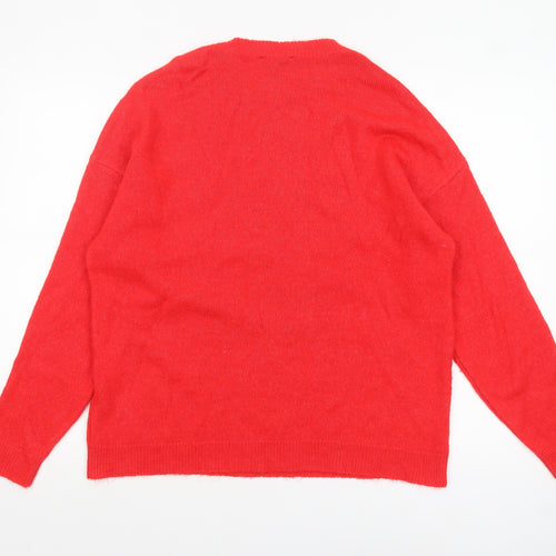 New Look Women's Red Christmas Sloth Pullover Jumper Size L