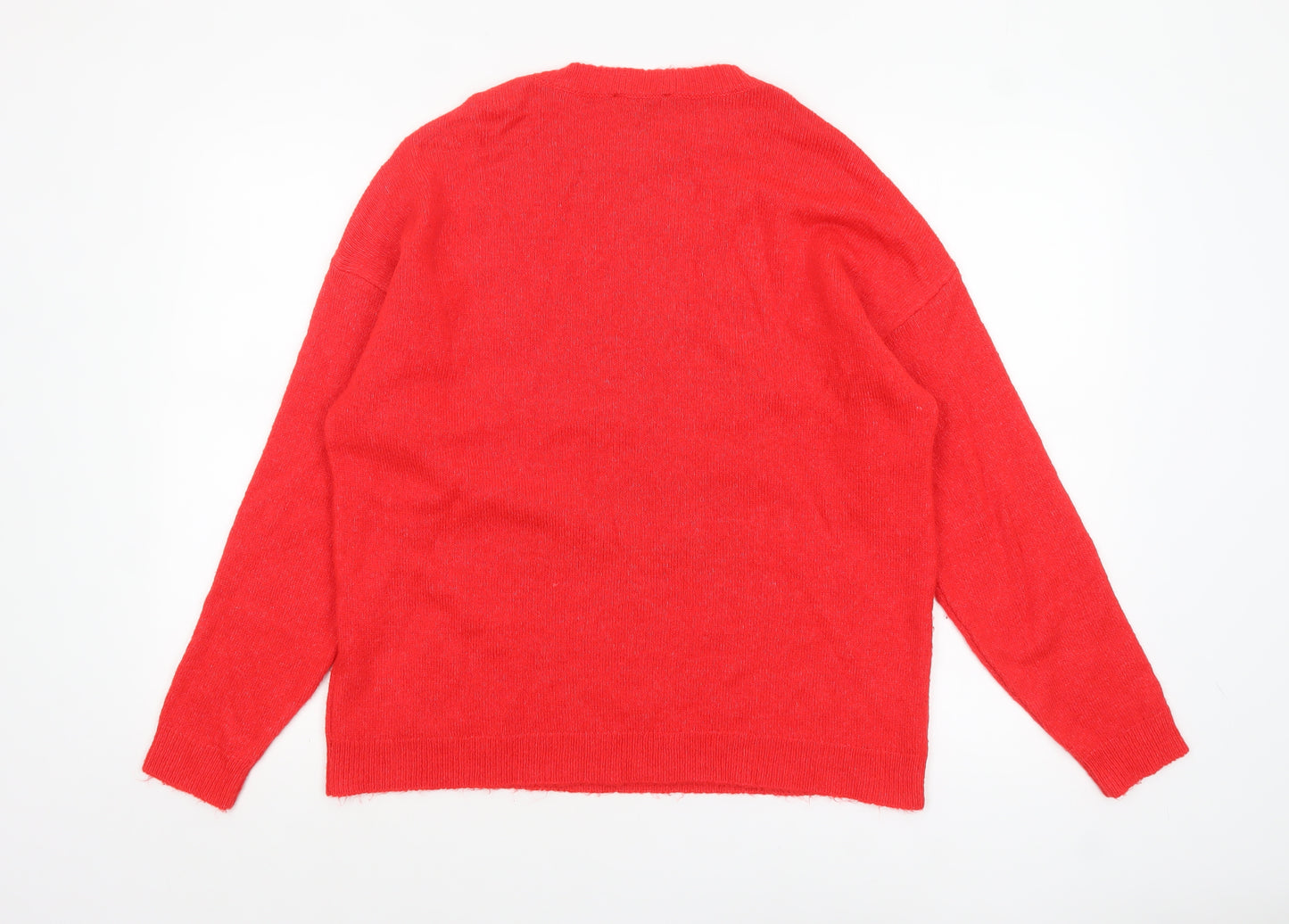 New Look Women's Red Christmas Sloth Pullover Jumper Size L