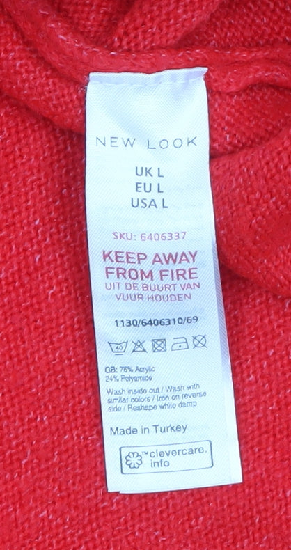 New Look Women's Red Christmas Sloth Pullover Jumper Size L