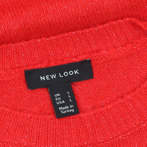 New Look Women's Red Christmas Sloth Pullover Jumper Size L