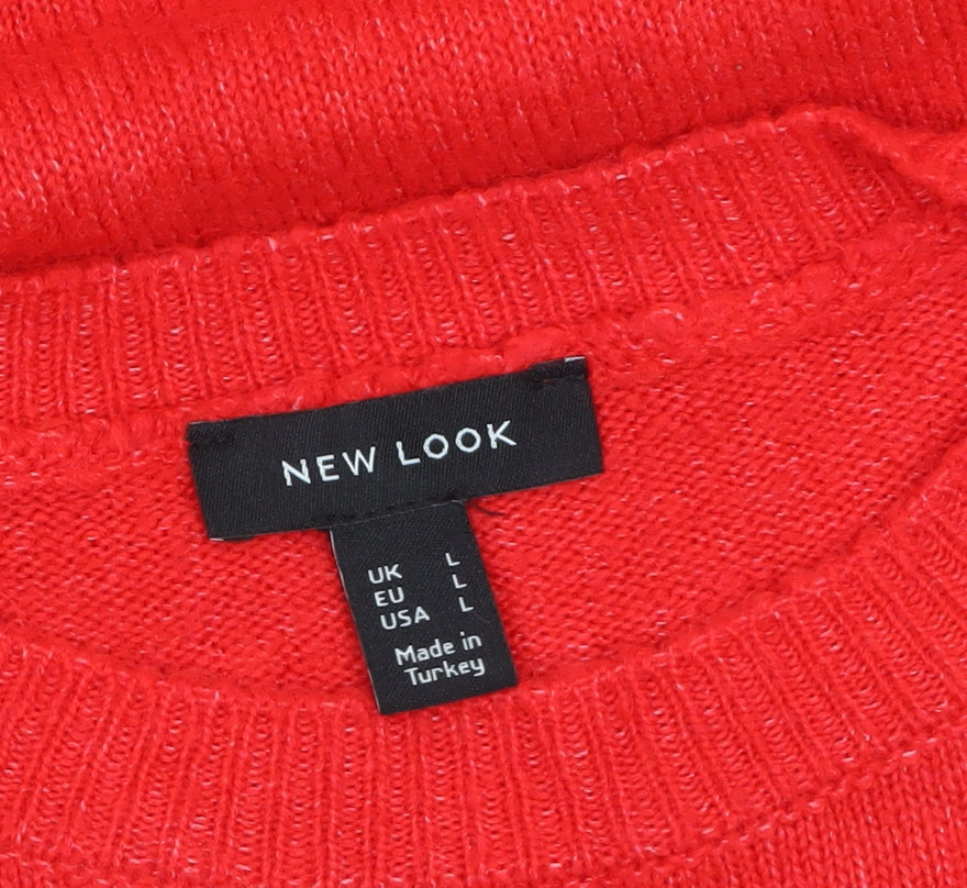 New Look Women's Red Christmas Sloth Pullover Jumper Size L