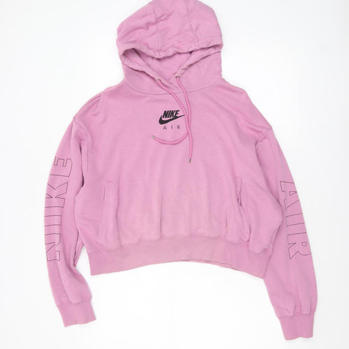 Nike Air Womens Pink Pullover Hoodie L Cotton Blend Relaxed Fit