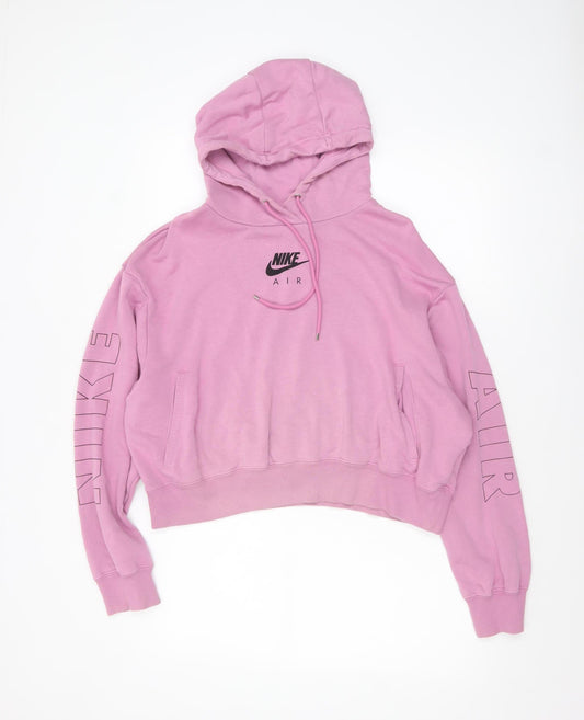 Nike Air Womens Pink Pullover Hoodie L Cotton Blend Relaxed Fit
