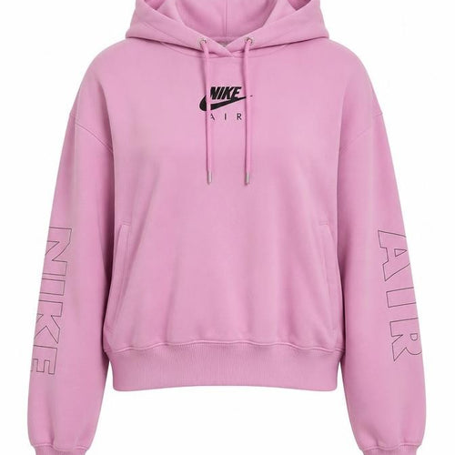 Nike Air Womens Pink Pullover Hoodie L Cotton Blend Relaxed Fit