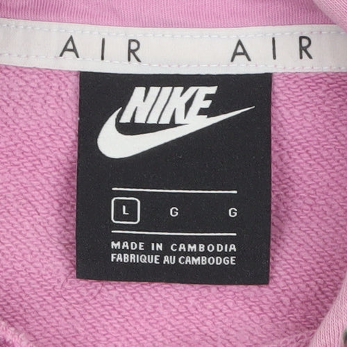 Nike Air Womens Pink Pullover Hoodie L Cotton Blend Relaxed Fit