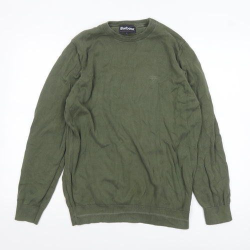 Barbour Men's Green Cotton Crew Neck Pullover Jumper L
