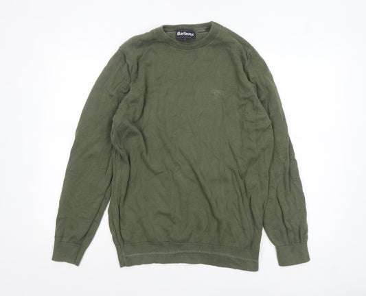 Barbour Men's Green Cotton Crew Neck Pullover Jumper L