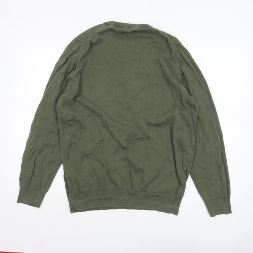 Barbour Men's Green Cotton Crew Neck Pullover Jumper L