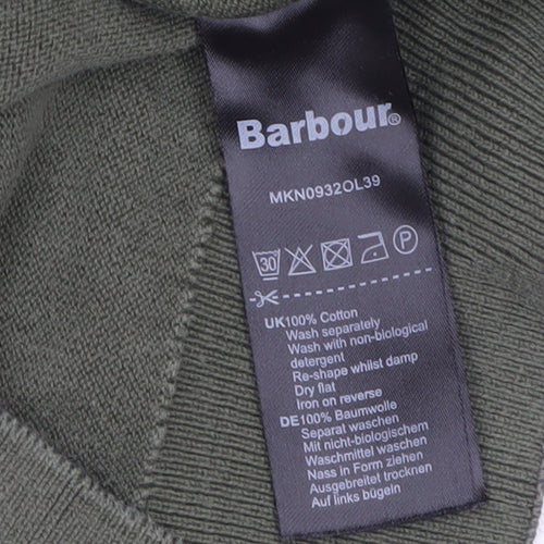 Barbour Men's Green Cotton Crew Neck Pullover Jumper L