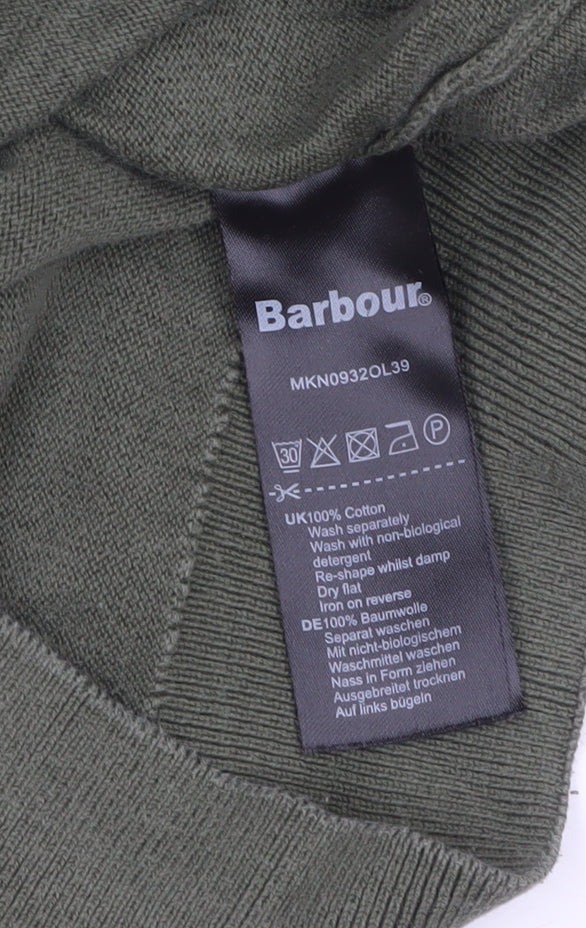Barbour Men's Green Cotton Crew Neck Pullover Jumper L