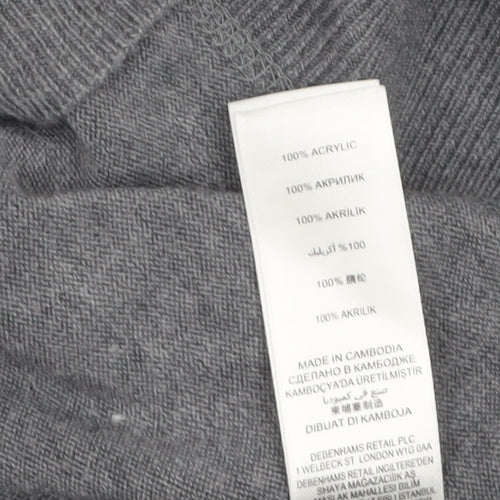 Red Herring Men's Grey V-Neck Acrylic Jumper XL Regular Fit
