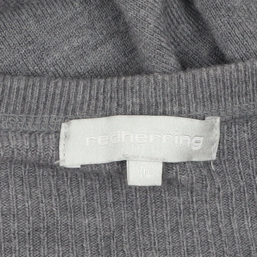 Red Herring Men's Grey V-Neck Acrylic Jumper XL Regular Fit