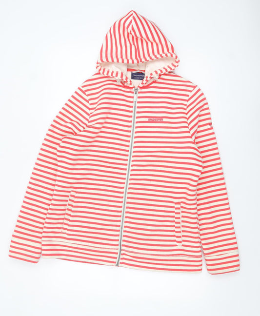 Craghoppers Women's Red Striped Full Zip Hooded Sweatshirt UK 14