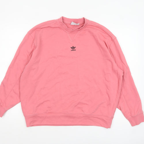 Adidas Women Pink Crew Neck Pullover Sweatshirt Size 8 Cotton Blend