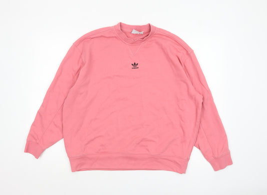 Adidas Women Pink Crew Neck Pullover Sweatshirt Size 8 Cotton Blend