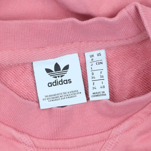 Adidas Women Pink Crew Neck Pullover Sweatshirt Size 8 Cotton Blend