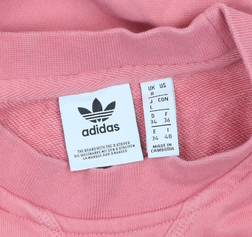 Adidas Women Pink Crew Neck Pullover Sweatshirt Size 8 Cotton Blend