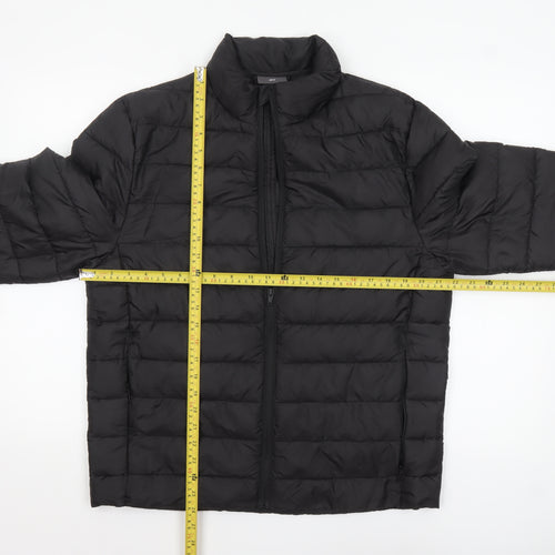 H&M Mens Black Medium Puffer Jacket Lightweight Winter Warm Zip