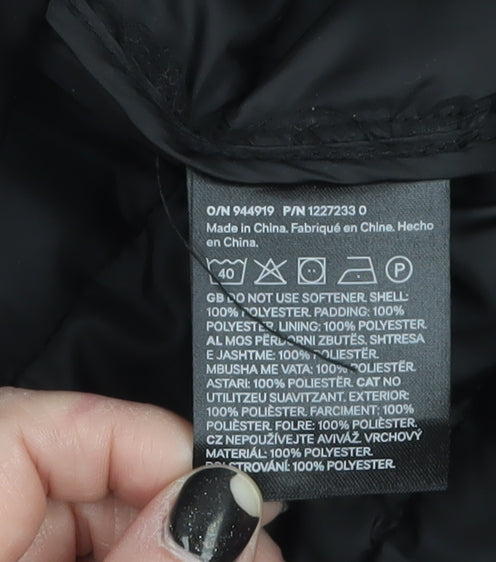 H&M Mens Black Medium Puffer Jacket Lightweight Winter Warm Zip