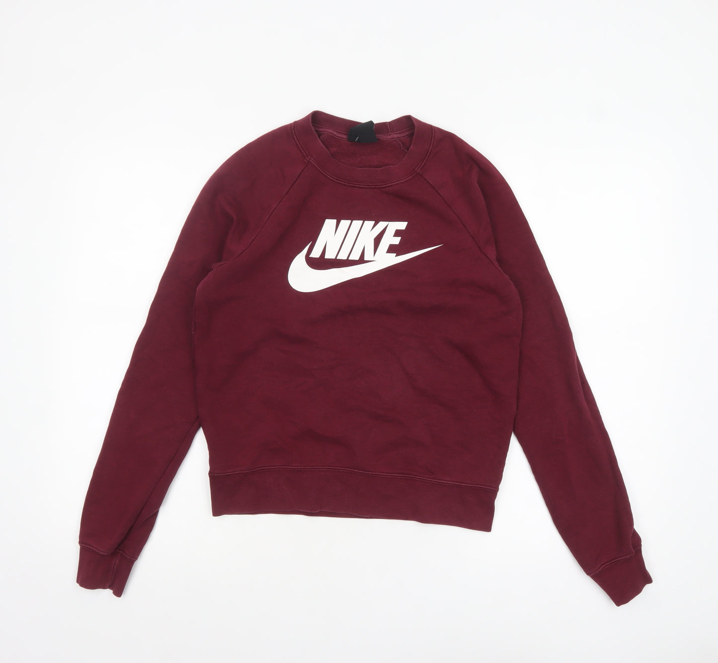 Nike Womens Burgundy Pullover Sweatshirt XS Crew Neck Cotton Blend