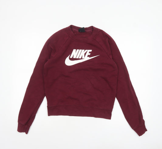Nike Womens Burgundy Pullover Sweatshirt XS Crew Neck Cotton Blend