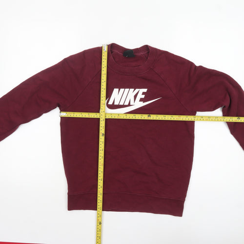 Nike Womens Burgundy Pullover Sweatshirt XS Crew Neck Cotton Blend