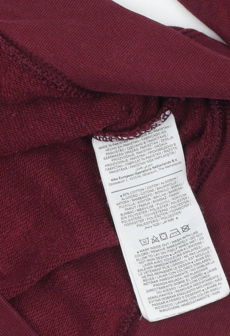 Nike Womens Burgundy Pullover Sweatshirt XS Crew Neck Cotton Blend