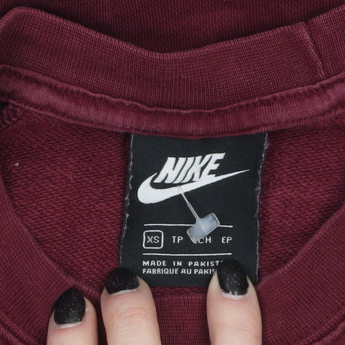 Nike Womens Burgundy Pullover Sweatshirt XS Crew Neck Cotton Blend
