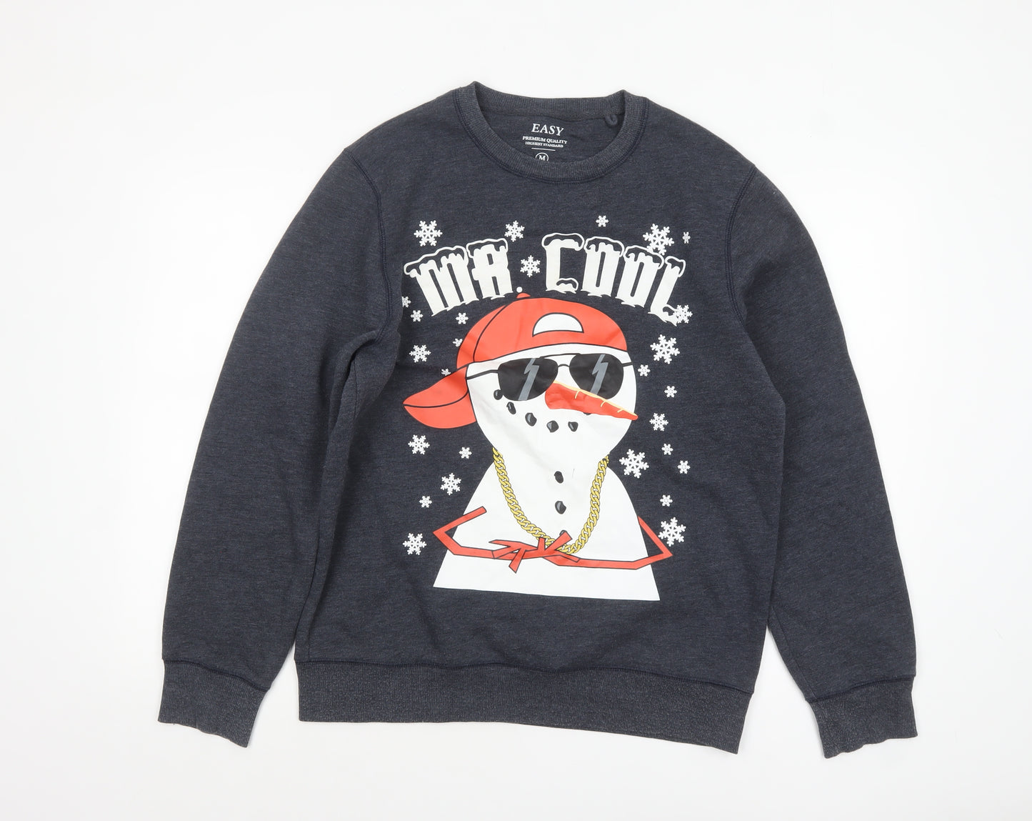 Easy Men’s Grey Christmas Snowman Graphic Pullover Sweatshirt M