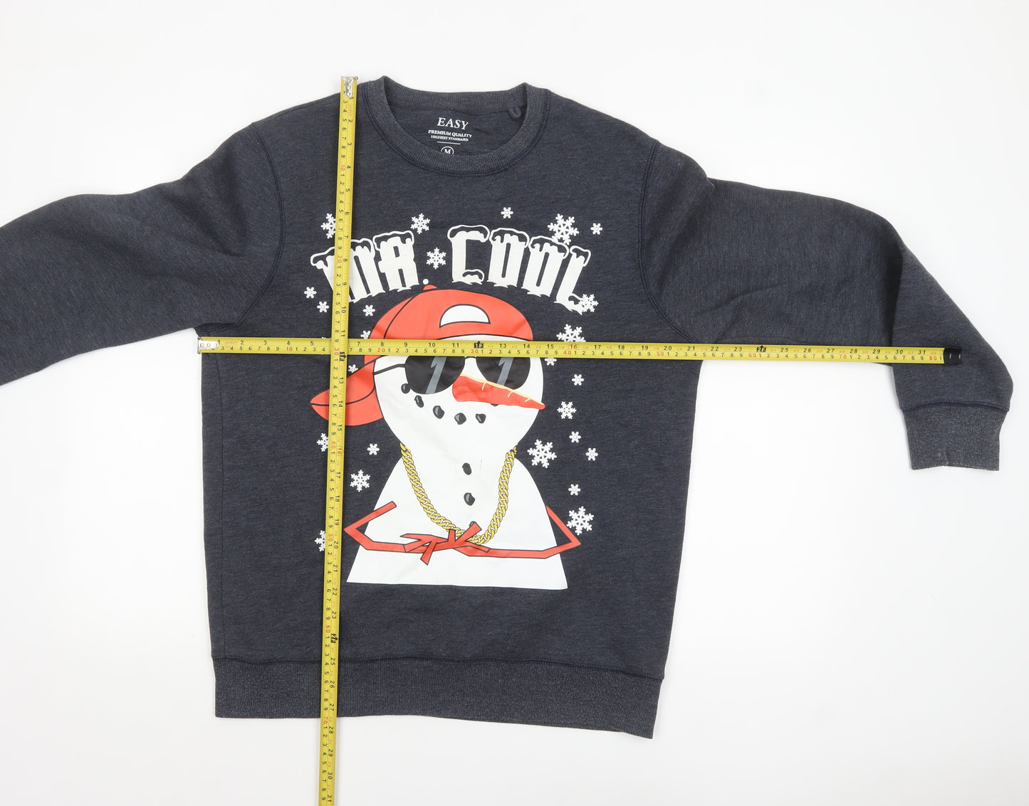 Easy Men’s Grey Christmas Snowman Graphic Pullover Sweatshirt M