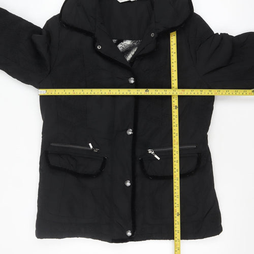 David Nieper Women's Black Size 12 Mid-Length Puffer Coat